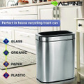 Stainless Steel Rectangular Liner Open Top Trash Can, 5.3 gal, Brushed Stainless Steel