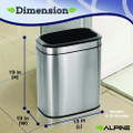 Stainless Steel Rectangular Liner Open Top Trash Can, 5.3 gal, Brushed Stainless Steel