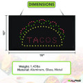 LED Rectangular TACO Sign, 19 x 10, Black Frame, Green/Red/Yellow Graphics