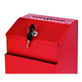 Wall Mountable Steel Suggestion Secure Drop Box with Key, 7 x 6 x 8.5, Stainless Steel 304, Red