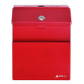 Wall Mountable Steel Suggestion Secure Drop Box with Key, 7 x 6 x 8.5, Stainless Steel 304, Red