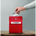Wall Mountable Steel Suggestion Secure Drop Box with Key, 7 x 6 x 8.5, Stainless Steel 304, Red