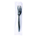 Mediumweight Wrapped Polypropylene Cutlery, Fork, Plastic, Black, 1,000/Carton