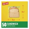 Zipper Food Storage Plastic Sandwich Bags, 6.63 x 5.88, Clear, 50 Bags/Box