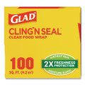 Cling'N Seal Plastic Food Wrap, 12" x 33.3 yd, 100 sq ft Roll, 16 Rolls/Carton