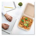 Compostable Molded Fiber Hinged Trays, ProPlanet Seal, 9.14 x 9 x 2.98, Natural, 200/Carton