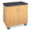 Mobile Storage Cabinet, 36" x 24" x 36", Black/Oak