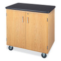Mobile Storage Cabinet, 36" x 24" x 36", Black/Oak