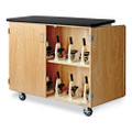 Mobile Microscope Storage Cabinet, 48w x 24d x 40.5h, Black/Oak