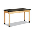Classroom Science Table, 60w x 30d x 36h, Black High Pressure Laminate (HPL) Top, Oak Base