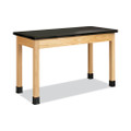 Classroom Science Table, 60w x 24d x 30h, Black Phenolic Resin Top, Oak Base