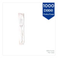 Mediumweight Polystyrene Cutlery, Individually Wrapped, Fork, Plastic, White, 1,000/Carton