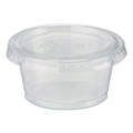 Plastic Portion Cup Lid, Fits 1.5 oz to 2 oz Cups, Clear, 100/Sleeve, 24 Sleeves/Carton