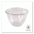 Renewable and Compostable Salad Bowls with Lids, 48 oz, Clear, Plastic, 150/Carton
