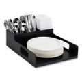 Network Collection Utensil, Napkin and Plate Countertop Organizer, 15.2 x 11.5 x 4.45, Plastic, Black