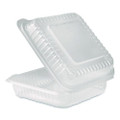 Polypropylene Plastic Hinged Container, 9.35 x 9.22 x 3.17, Clear, Plastic, 50/Pack, 4 Packs/Carton