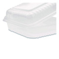 Polypropylene Plastic Hinged Container, 9.35 x 9.22 x 3.17, Clear, Plastic, 50/Pack, 4 Packs/Carton