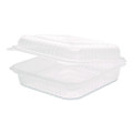 Polypropylene Plastic Hinged Container, 9.35 x 9.22 x 3.17, Clear, Plastic, 50/Pack, 4 Packs/Carton
