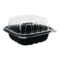 Polypropylene Plastic Hinged Container, 6 x 6 x 3, Black/Clear, Plastic, 50/Pack, 6 Packs/Carton