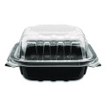 Polypropylene Plastic Hinged Container, 6 x 6 x 3, Black/Clear, Plastic, 50/Pack, 6 Packs/Carton