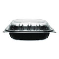 Polypropylene Plastic Hinged Container, 9 x 9 x 3, Black/Clear, Plastic, 50/Pack, 3 Packs/Carton