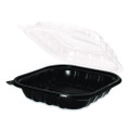 Polypropylene Plastic Hinged Container, 9 x 9 x 3, Black/Clear, Plastic, 50/Pack, 3 Packs/Carton