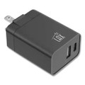 USB-PD Wall Charger, USB-A Port/USB-C Port, Black