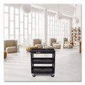 TUFFY XL Three-Shelf Heavy-Duty Multipurpose Utility Cart, Plastic, 375 lb Capacity, 35.25" x 18" x 37.25", Black
