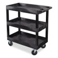 TUFFY XL Three-Shelf Heavy-Duty Multipurpose Utility Cart, Plastic, 375 lb Capacity, 35.25" x 18" x 37.25", Black
