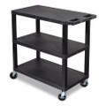 TUFFY XL Three-Shelf Multipurpose Utility Cart, Plastic, 300 lb Capacity, 35.25" x 18" x 34.5", Black