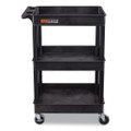 ENDURA Three-Shelf Utility Cart, Plastic, 300 lb Capacity, 26.5" x 18.5" x 39.25", Black