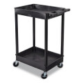 ENDURA Two-Shelf Utility Cart, Plastic, 300 lb Capacity, 26.5" x 18.5" x 37.5", Black