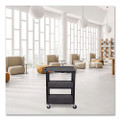 TUFFY Three-Shelf Multipurpose Utility Cart, Plastic, 300 lb Capacity, 26.5" x 18.5" x 34", Black