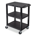 TUFFY Three-Shelf Multipurpose Utility Cart, Plastic, 300 lb Capacity, 26.5" x 18.5" x 34", Black