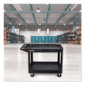 WORKLOAD Two-Shelf Heavy-Duty Industrial Utility Cart, Plastic, 500 lb Capacity, 45.5" x 25.5" x 33", Black