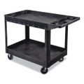 WORKLOAD Two-Shelf Heavy-Duty Industrial Utility Cart, Plastic, 500 lb Capacity, 45.5" x 25.5" x 33", Black