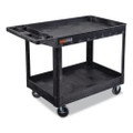 WORKLOAD Two-Shelf Heavy-Duty Industrial Utility Cart, Plastic, 500 lb Capacity, 45.5" x 25.5" x 33", Black