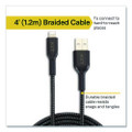 Braided Apple Lightning Cable to USB-A Cable, 4 ft, Black