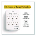 6-Outlet Plus USB Outlet Surge Protector, 6 AC Outlets/2 USB Ports, 900 J, White