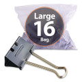 EZ Binder Clips, Large, Gray, 16/Pack