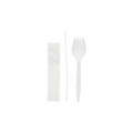 Fieldware Cutlery Kit, Mediumweight, Napkin/Spork/Straw, Plastic, White, 1,000/Carton