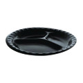 Placesetter Deluxe Laminated Foam Dinnerware, 3-Compartment Plate, 9" dia, Black, 200/Carton