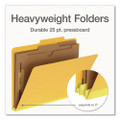 Heavy-Duty Pressboard Classification Folder, Expands 2", 2 Full-Pocket Dividers, 6 Fasteners, Letter Size, Yellow, 10/Box