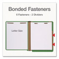 Heavy-Duty Pressboard End Tab Classification Folders, Expands 2", 2 Dividers, 6 Fasteners, Letter Size, Green, 10/Box