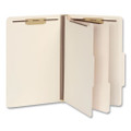 Heavy-Duty Pressboard Classification Folder, 2/5-Cut Tab, Expands 2", 2 Dividers, 6 Fasteners, Legal Size, Manila, 10/Box