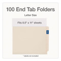 Manila End Tab Folders, Straight Tabs, Letter Size, 0.75" Expansion, Manila, 100/Box