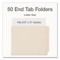 Manila End Tab Folders, Straight Tabs, Letter Size, 0.75" Expansion, Manila, 50/Box