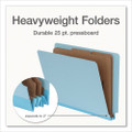 Heavy-Duty Pressboard End Tab Classification Folders, Expands 2", 2 Dividers, 6 Fasteners, Letter Size, Light Blue, 10/Box