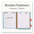 Heavy-Duty Pressboard End Tab Classification Folders, Expands 2", 2 Dividers, 6 Fasteners, Letter Size, Light Blue, 10/Box