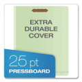 Heavy-Duty Pressboard End Tab Classification Folders, Expands 2.5", 2 Dividers, 6 Fasteners, Letter Size, Light Green, 10/Box
